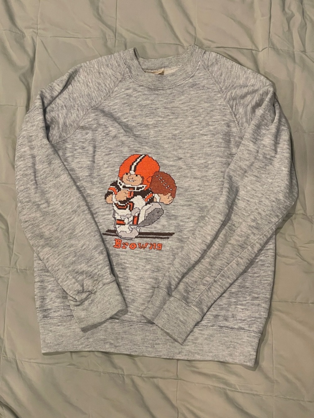 St. John's Bay Gray Crewneck with Browns embroidered graphic